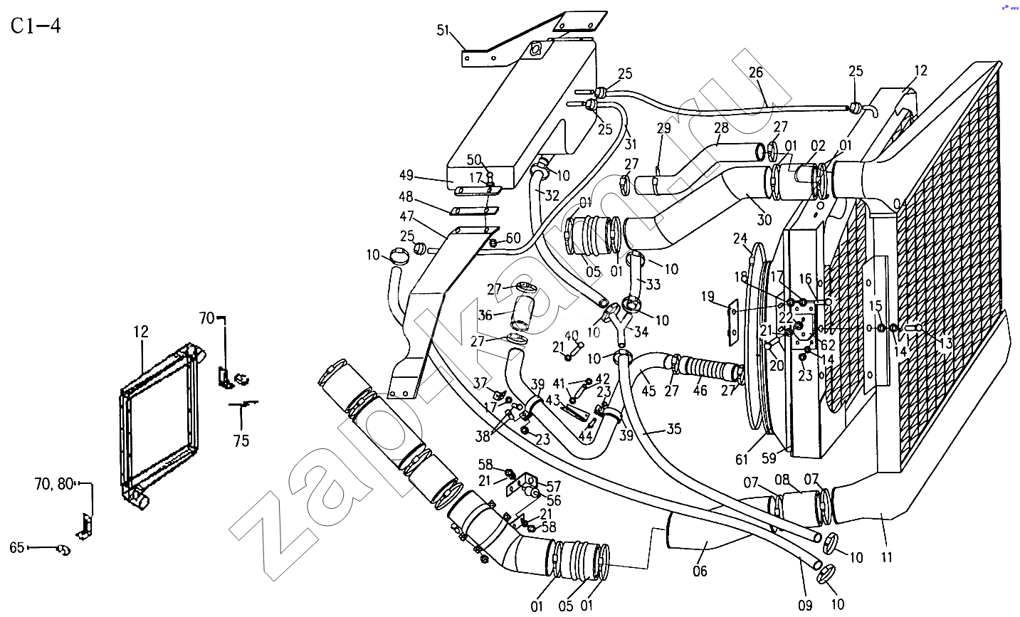 Схема/чертеж: COOLING SYSTEM (C1-4) / HOWO Sinotruck (полный)