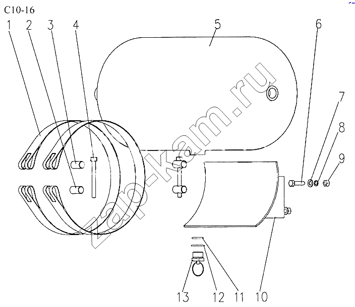 Схема/чертеж: 20L AIR RESERVOIR FIXATION (C10-16) / HOWO Sinotruck (полный)