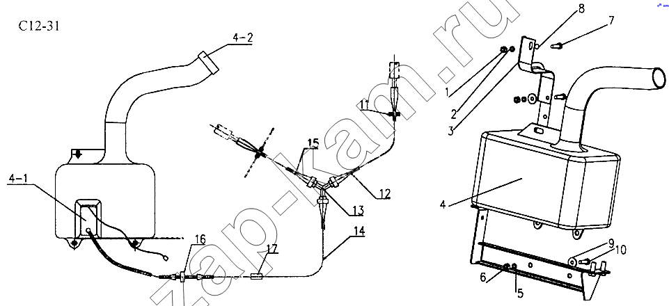 Схема/чертеж: WINDSCREEN WASHING EQUIPMENT (C12-31) / HOWO Sinotruck (полный)