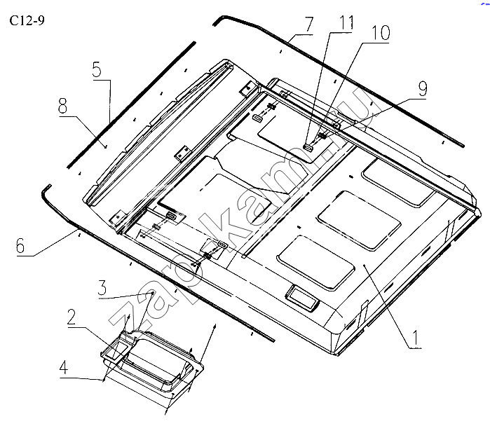Схема/чертеж: INTERNAL LINING ON ROOF (C12-9) / HOWO Sinotruck (полный)