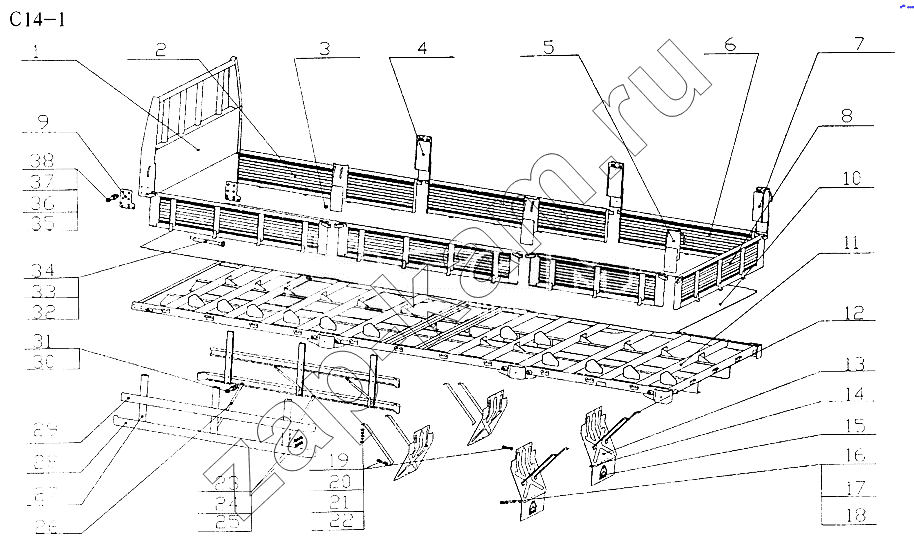 Схема/чертеж: CARGO BODY (C14-1) / HOWO Sinotruck (полный)