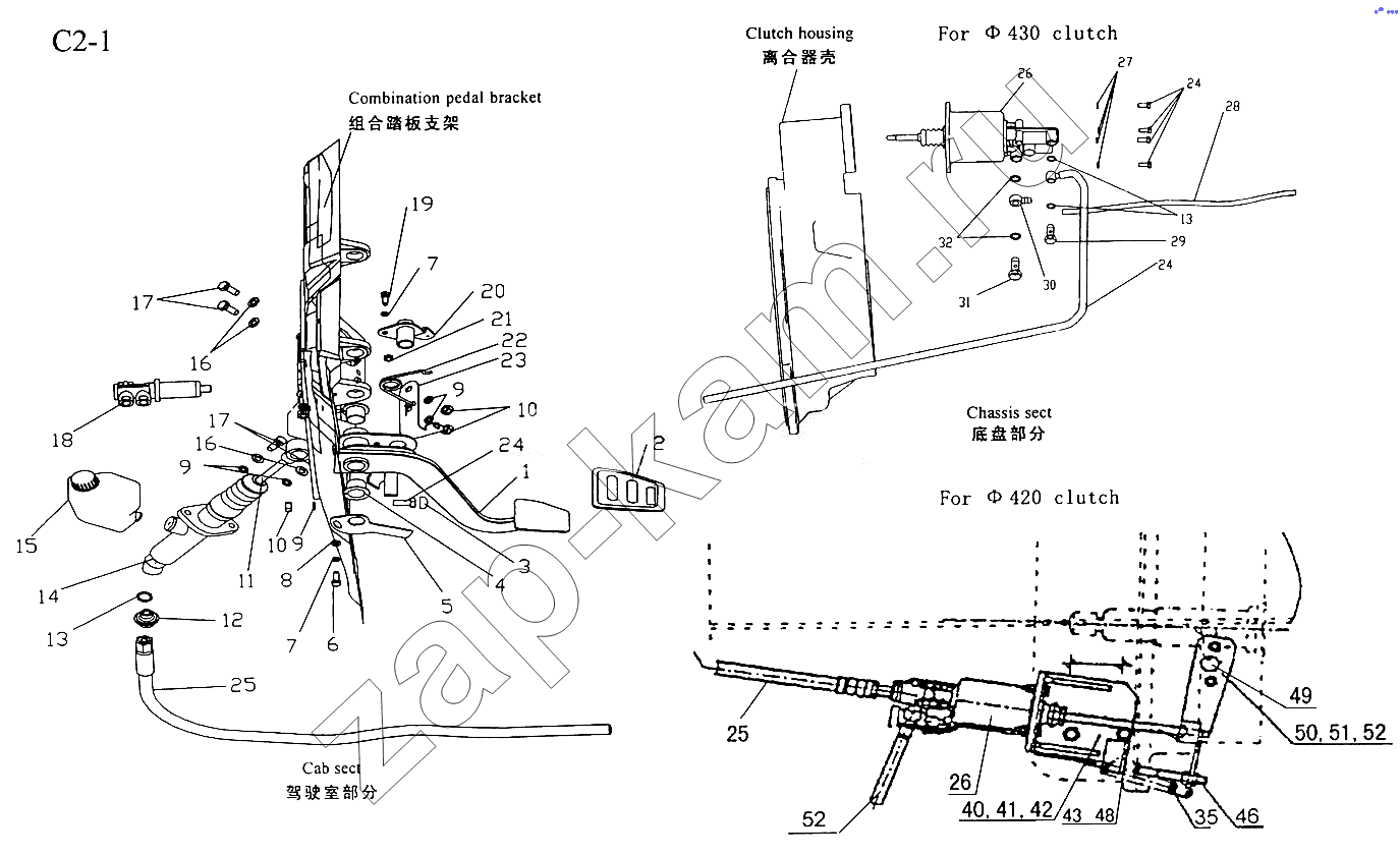 Схема/чертеж: CLUTCH OPERATION SYSTEM (C2-1) / HOWO Sinotruck (полный)