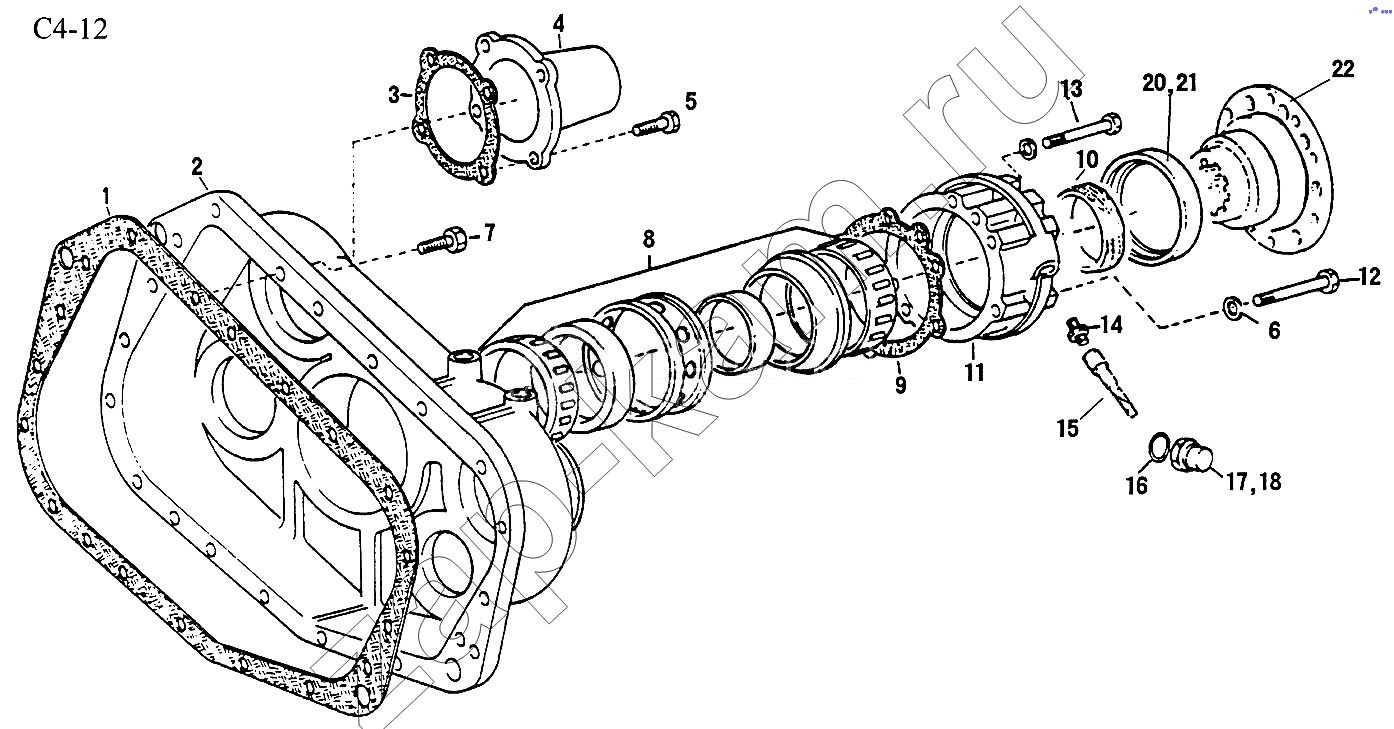 Схема/чертеж: 9JS150T REAR COVER (C4-12) / HOWO Sinotruck (полный)