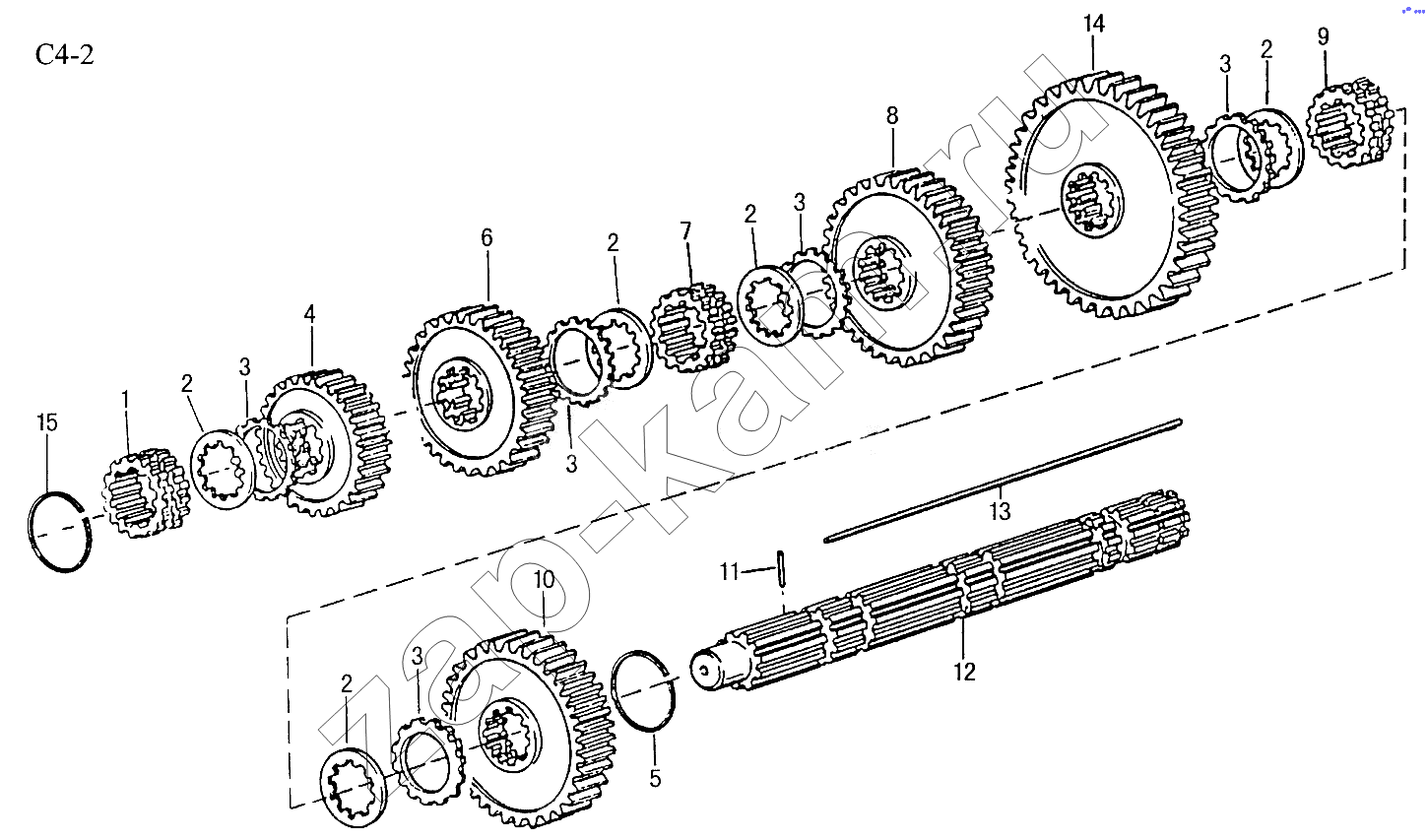 Схема/чертеж: 9JS150T MAIN SHAFT (C4-2) / HOWO Sinotruck (полный)