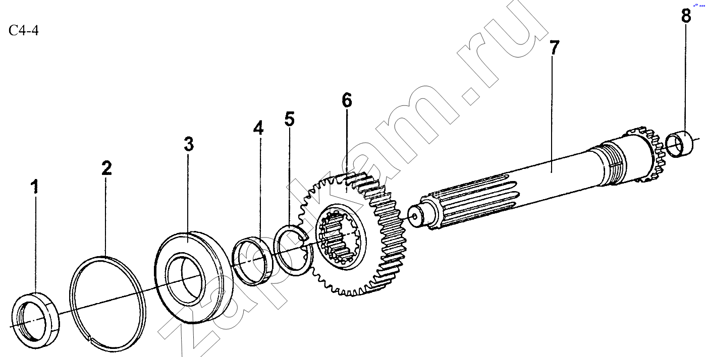 Схема/чертеж: 9JS150T CLUTCH SHAFT (C4-4) / HOWO Sinotruck (полный)