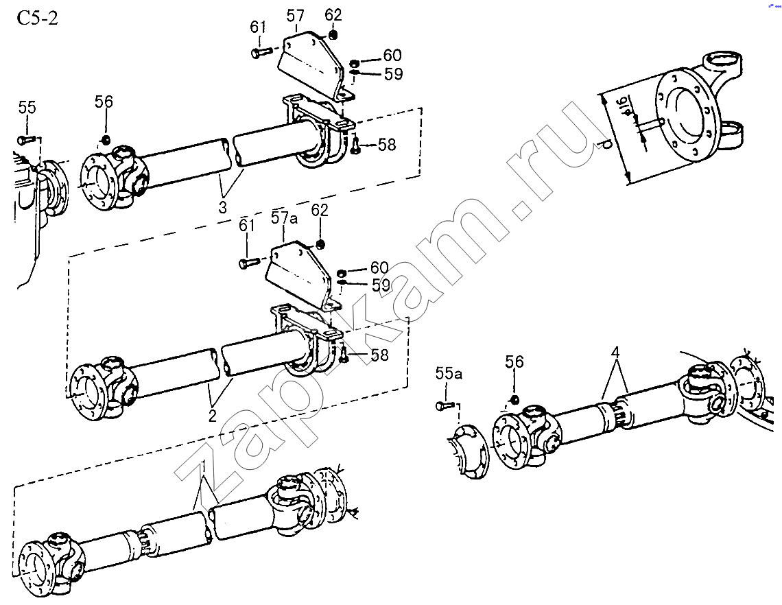 Схема/чертеж: 6x4, 8x4 PROPELLER SHAFTS (C5-2) / HOWO Sinotruck (полный)