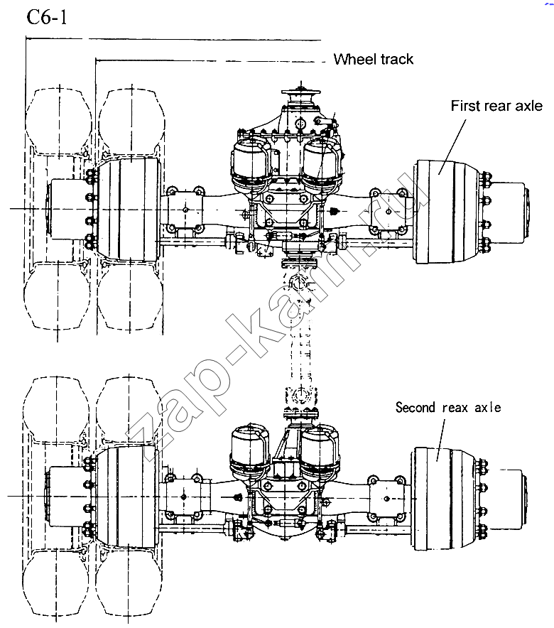 Схема/чертеж: HOWO REAR DRIVE AXLE (C6-1) / HOWO Sinotruck (полный)