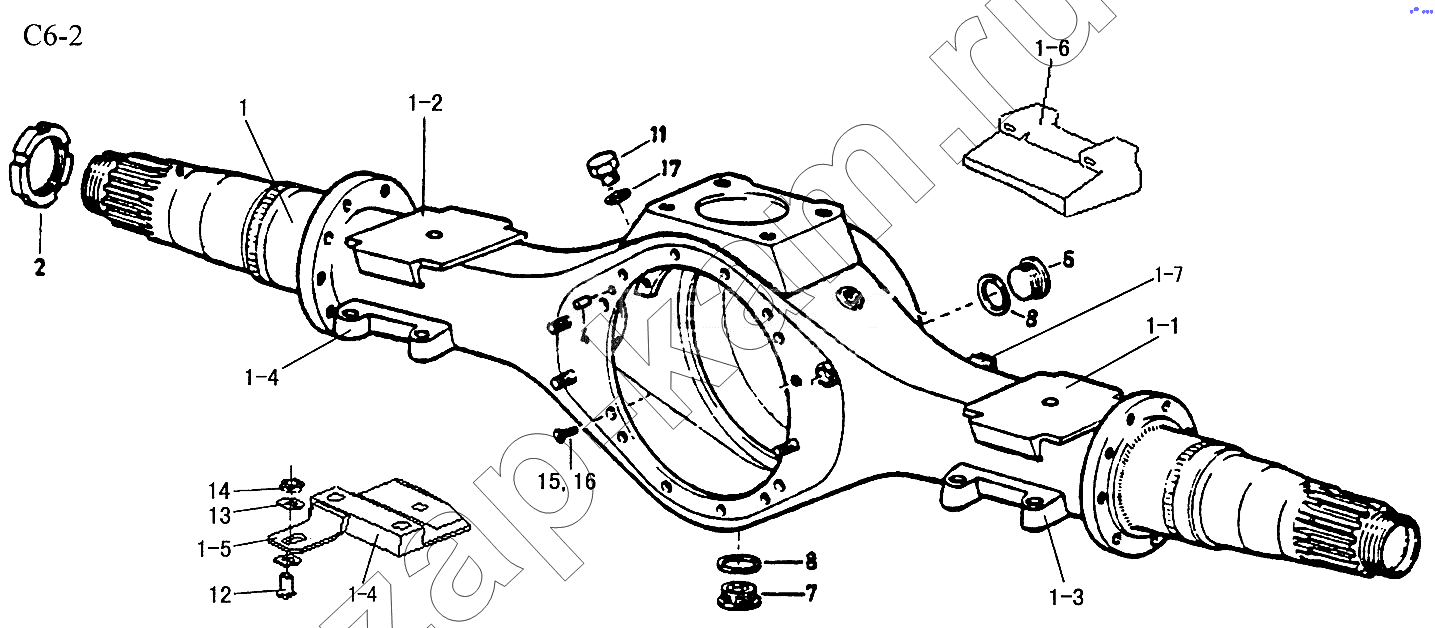 Схема/чертеж: REAR AXLE HOUSING (C6-2) / HOWO Sinotruck (полный)