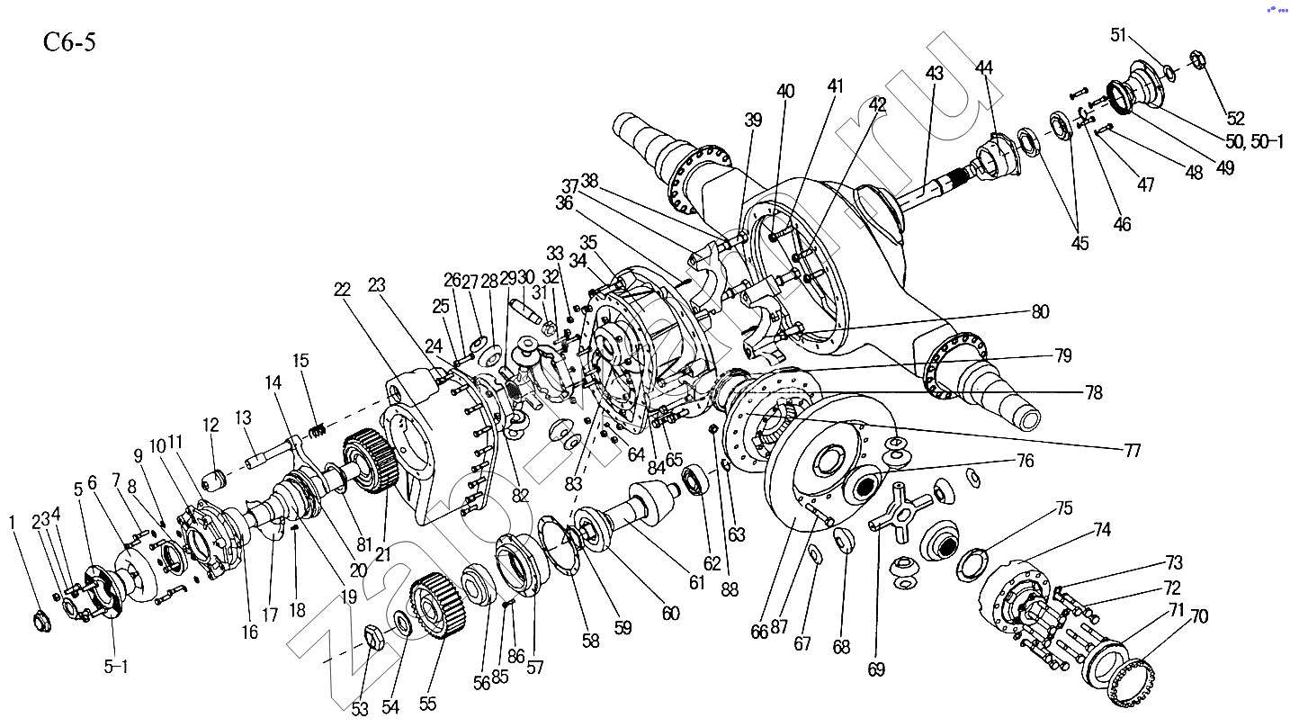 Схема/чертеж: FIRST REAR AXLE DRIVE (C6-5) / HOWO Sinotruck (полный)