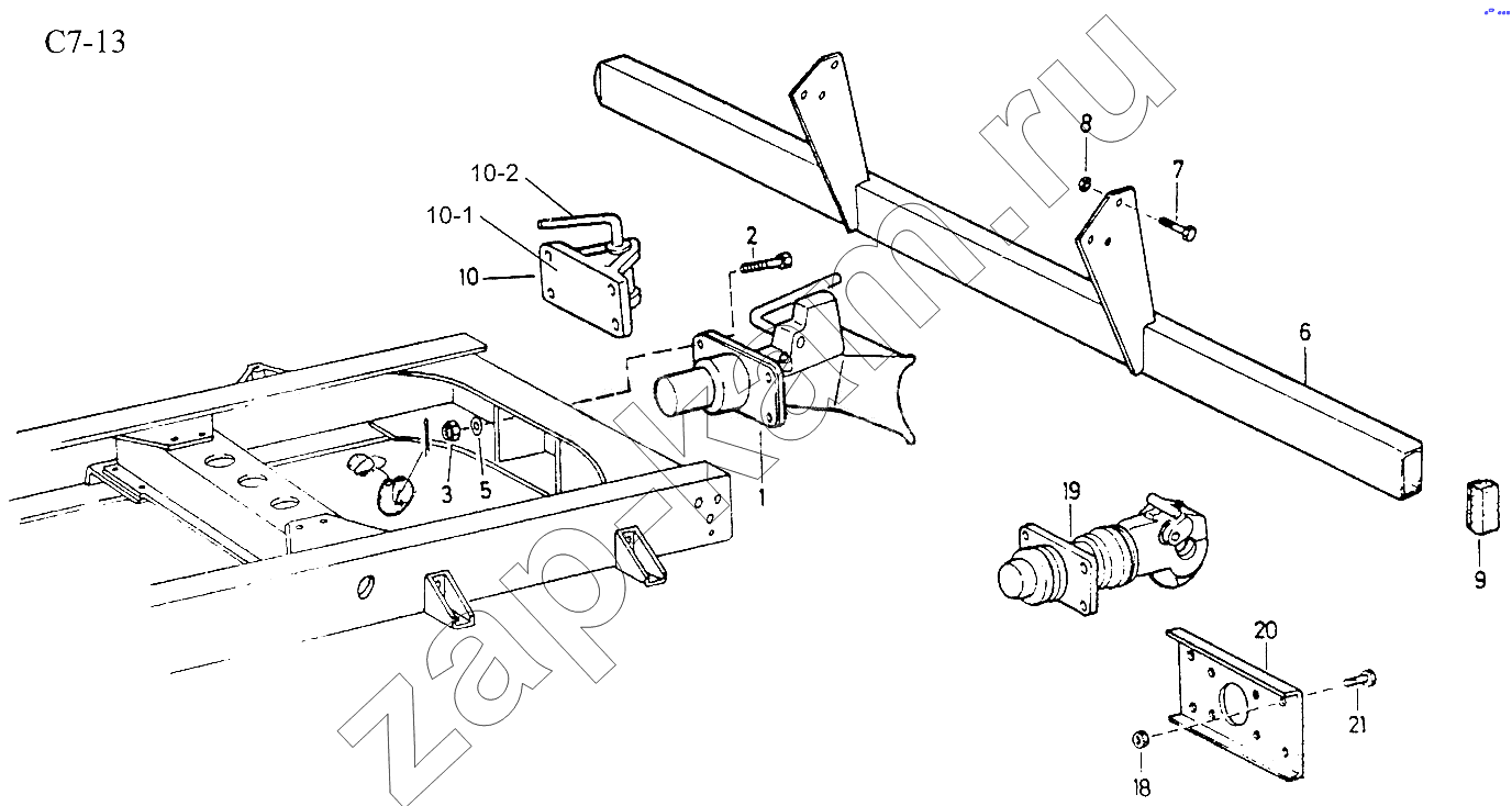Схема/чертеж: BOTTOM PROTECTION, TRAILER COUPLING (C7-13) / HOWO Sinotruck (полный)
