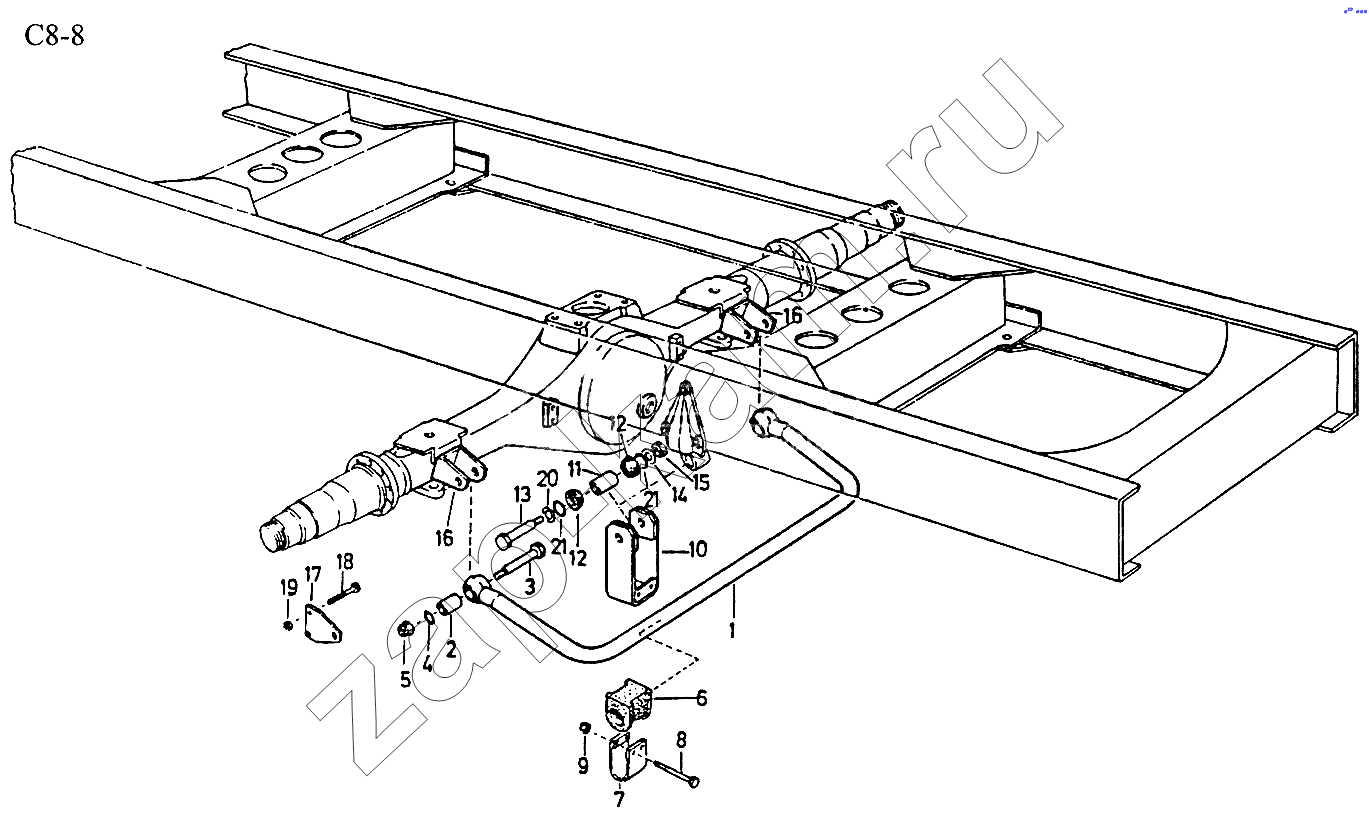 Схема/чертеж: 4x2 STABLIZER REAR (C8-8) / HOWO Sinotruck (полный)