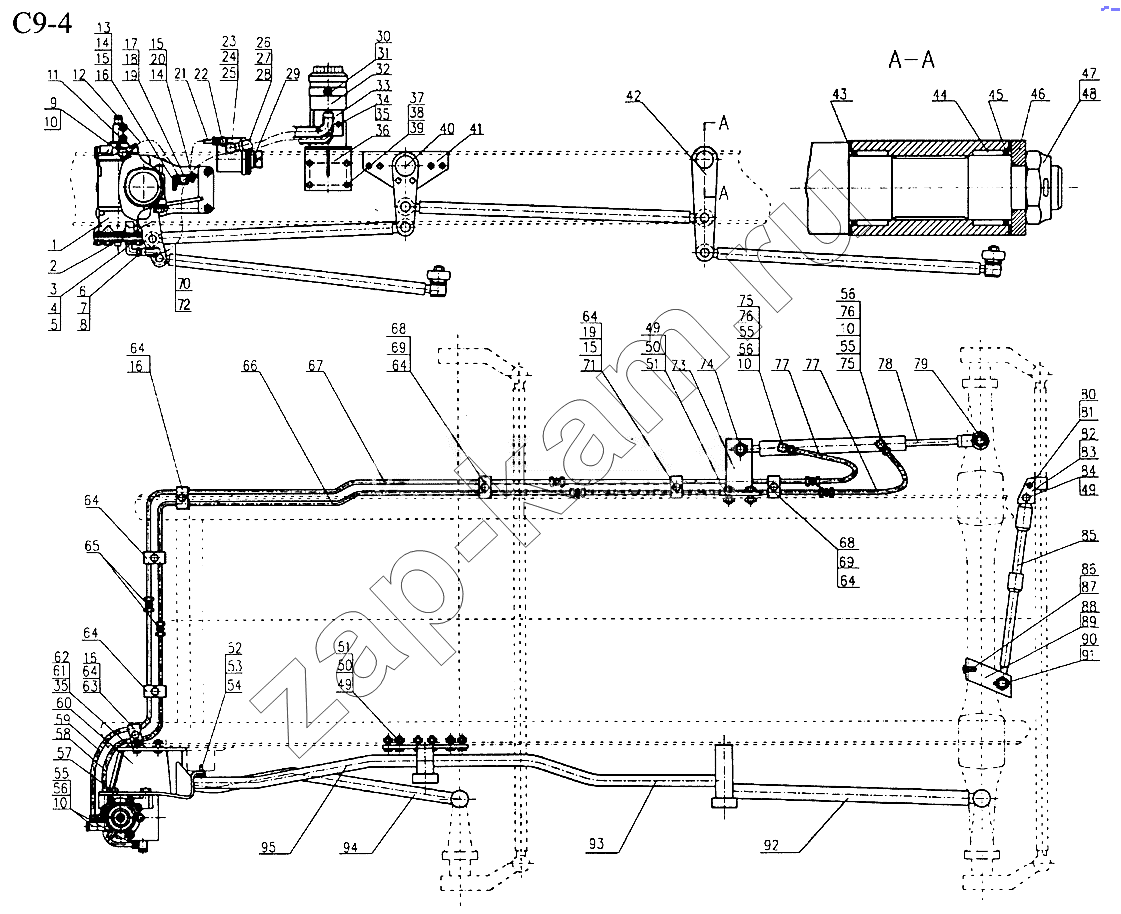 Схема/чертеж: 8x4 HYDRAULIC STEERING SYSTEM (C9-4) / HOWO Sinotruck (полный)