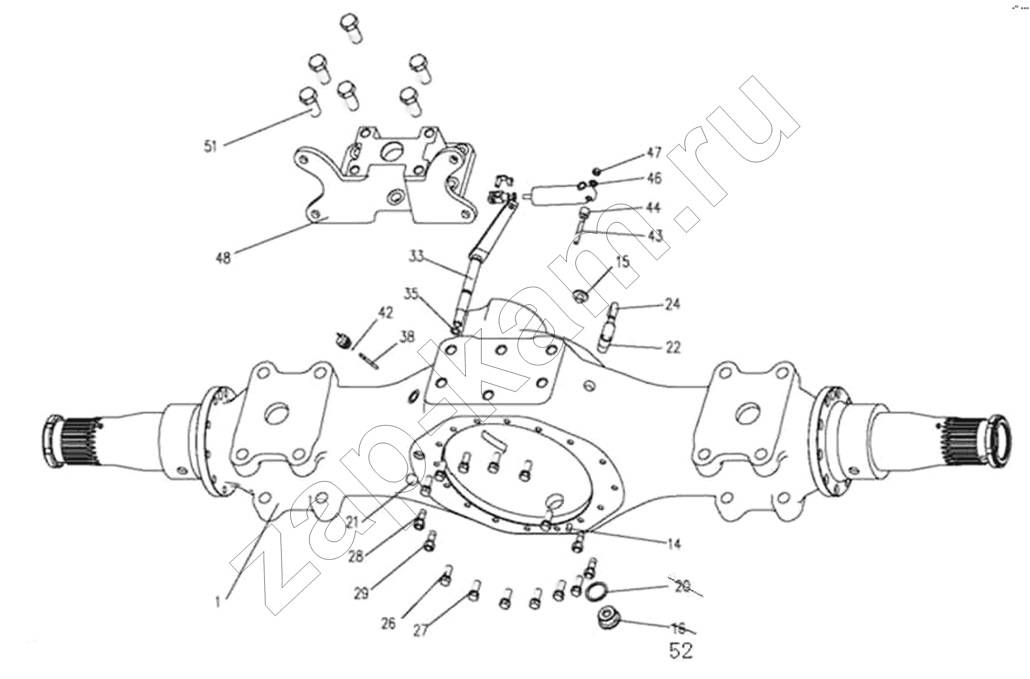 Схема/чертеж: 1st Rear Axle Housing / HOWO ZZ3327N3647C-N2WA