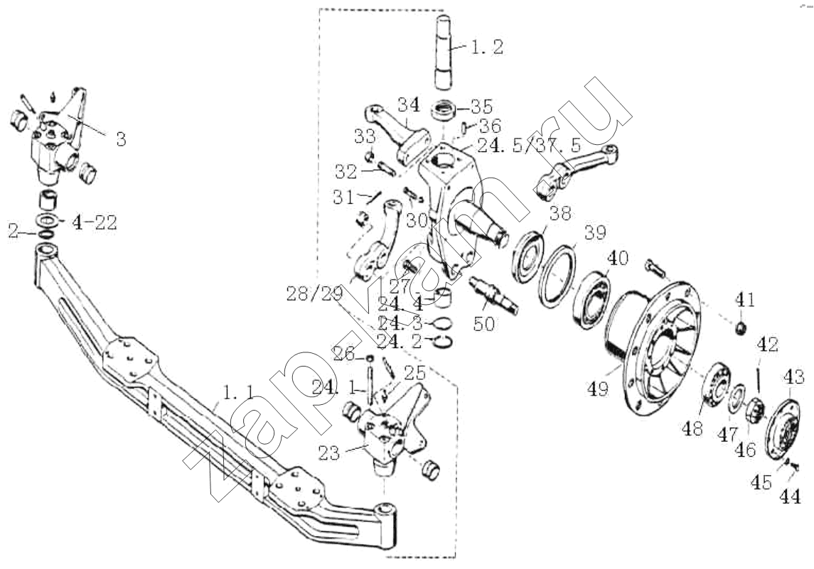 Схема/чертеж: Front Axle / HOWO ZZ3327N3647C-N2WA