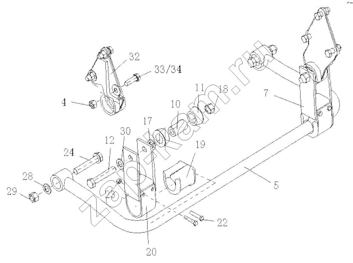 Схема/чертеж: Rear Stabilizer / HOWO ZZ3327N3647C-N2WA