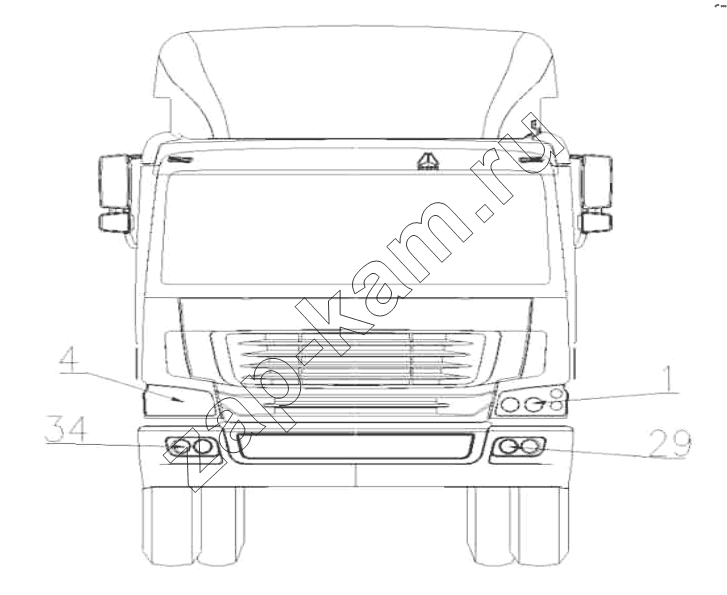 Схема/чертеж: Headlamp / HOWO ZZ3327N3647C-N2WA