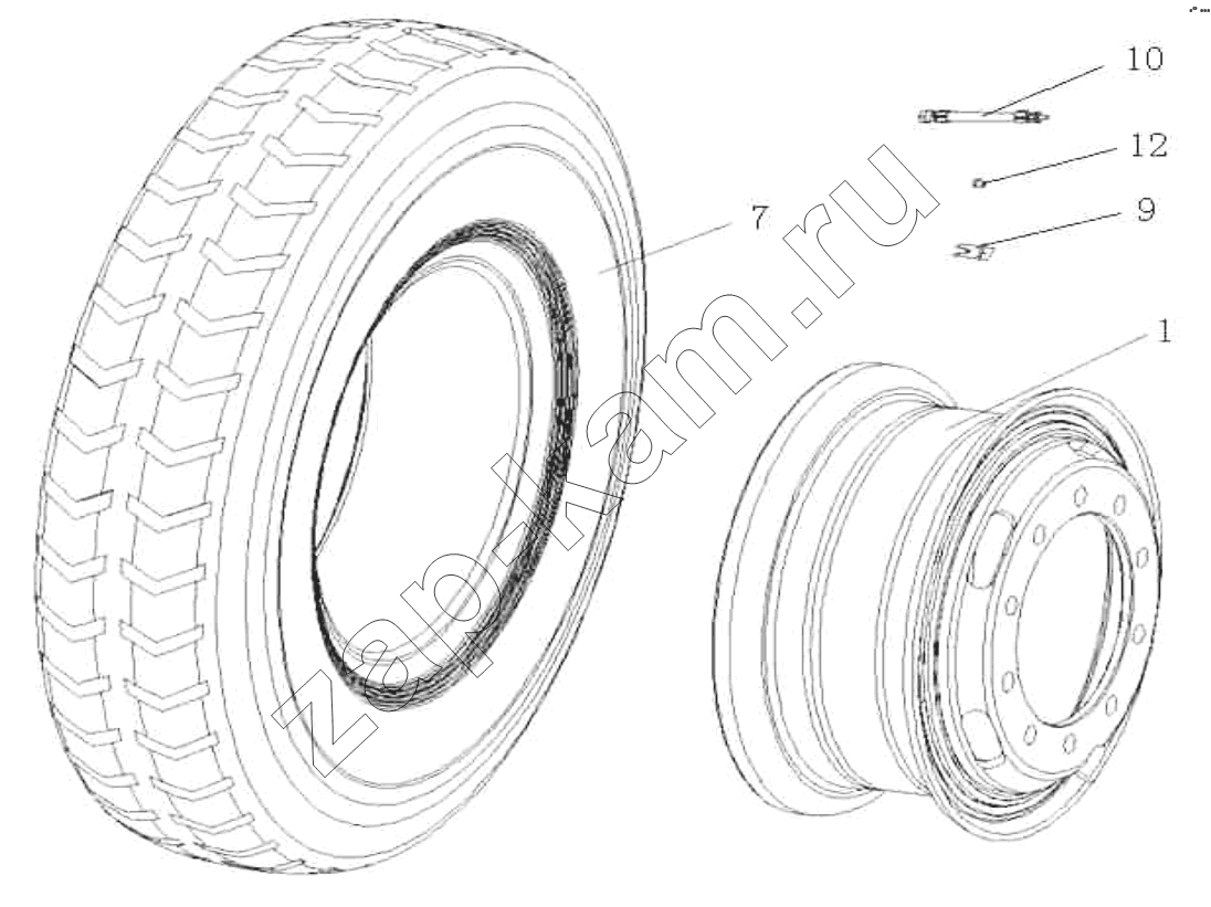 Схема/чертеж: Wheel and Tire / HOWO ZZ3327N3647C-N2WA