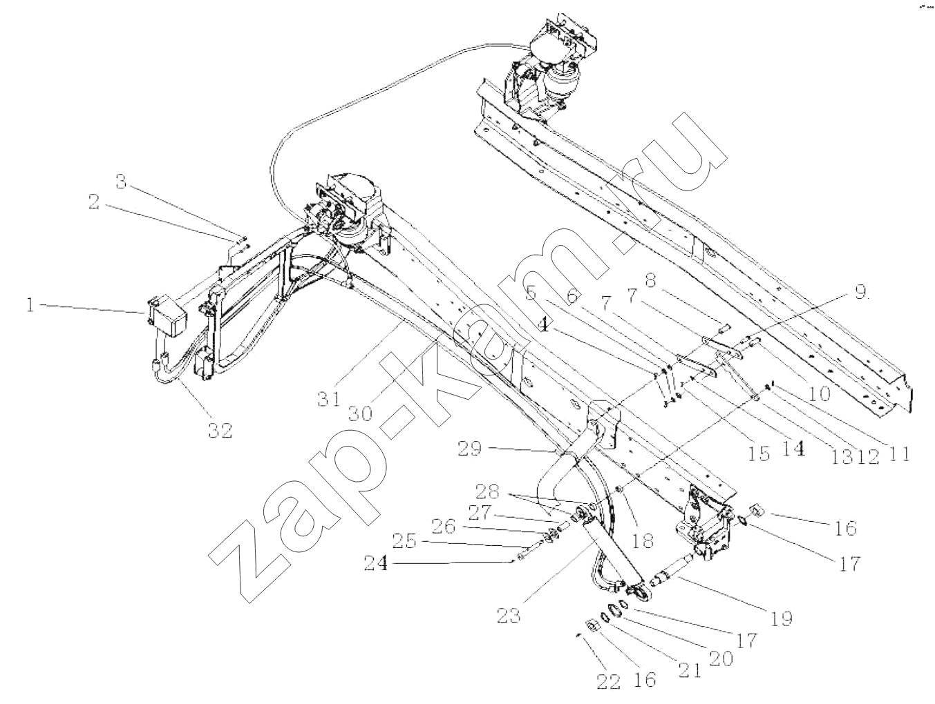 Схема/чертеж: Cab lifting device / HOWO ZZ3327N3647C-N2WA