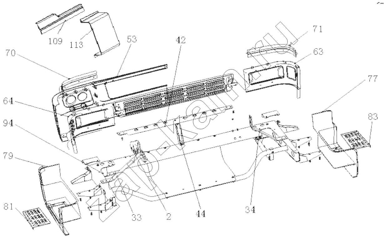 Схема/чертеж: Cab Front Support / HOWO ZZ3327N3647C-N2WA