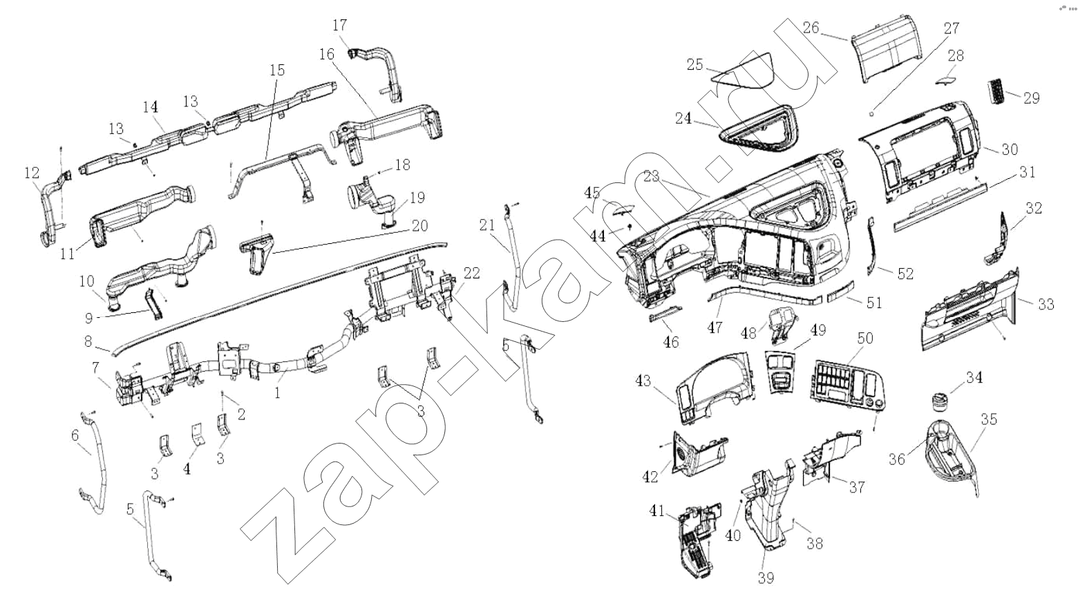 Схема/чертеж: Dashboard / HOWO ZZ3327N3647C-N2WA