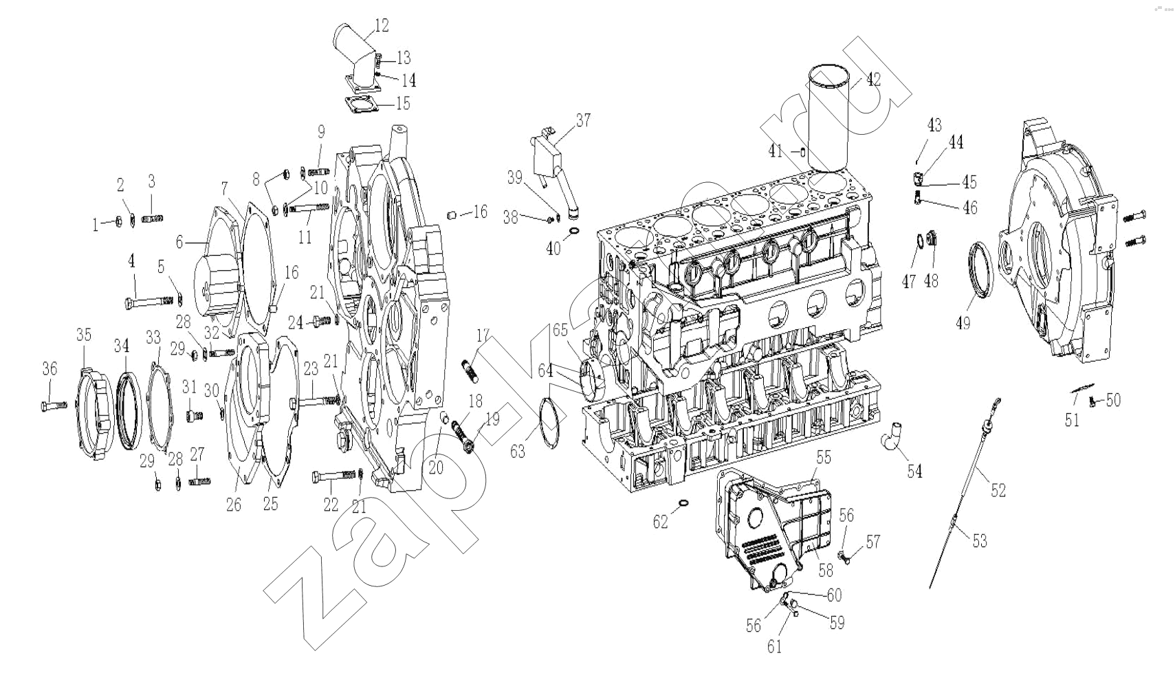 Схема/чертеж: Cylinder block / HOWO ZZ3327N3647C-N2WA