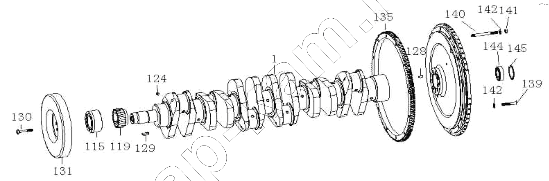 Схема/чертеж: Crankshaft and Flywheel / HOWO ZZ3327N3647C-N2WA