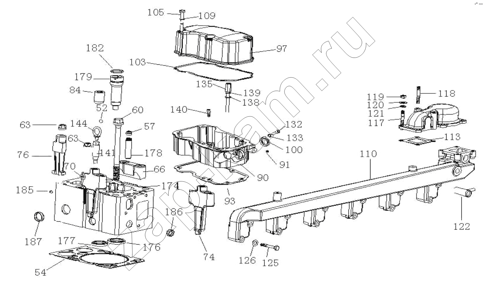 Схема/чертеж: Cylinder Head / HOWO ZZ3327N3647C-N2WA
