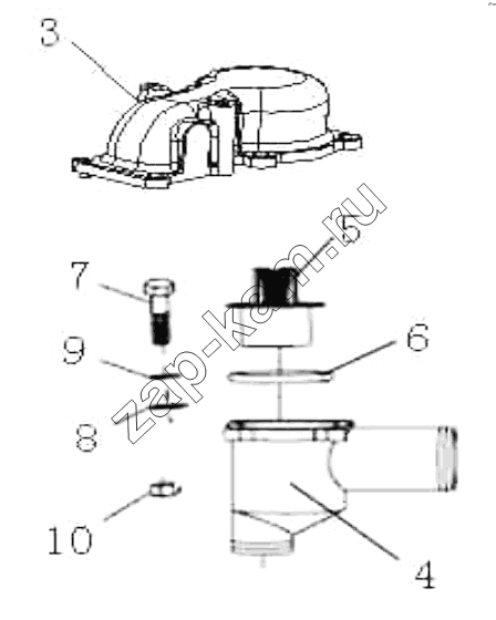 Схема/чертеж: Thermostat assy / HOWO ZZ3327N3647C-N2WA