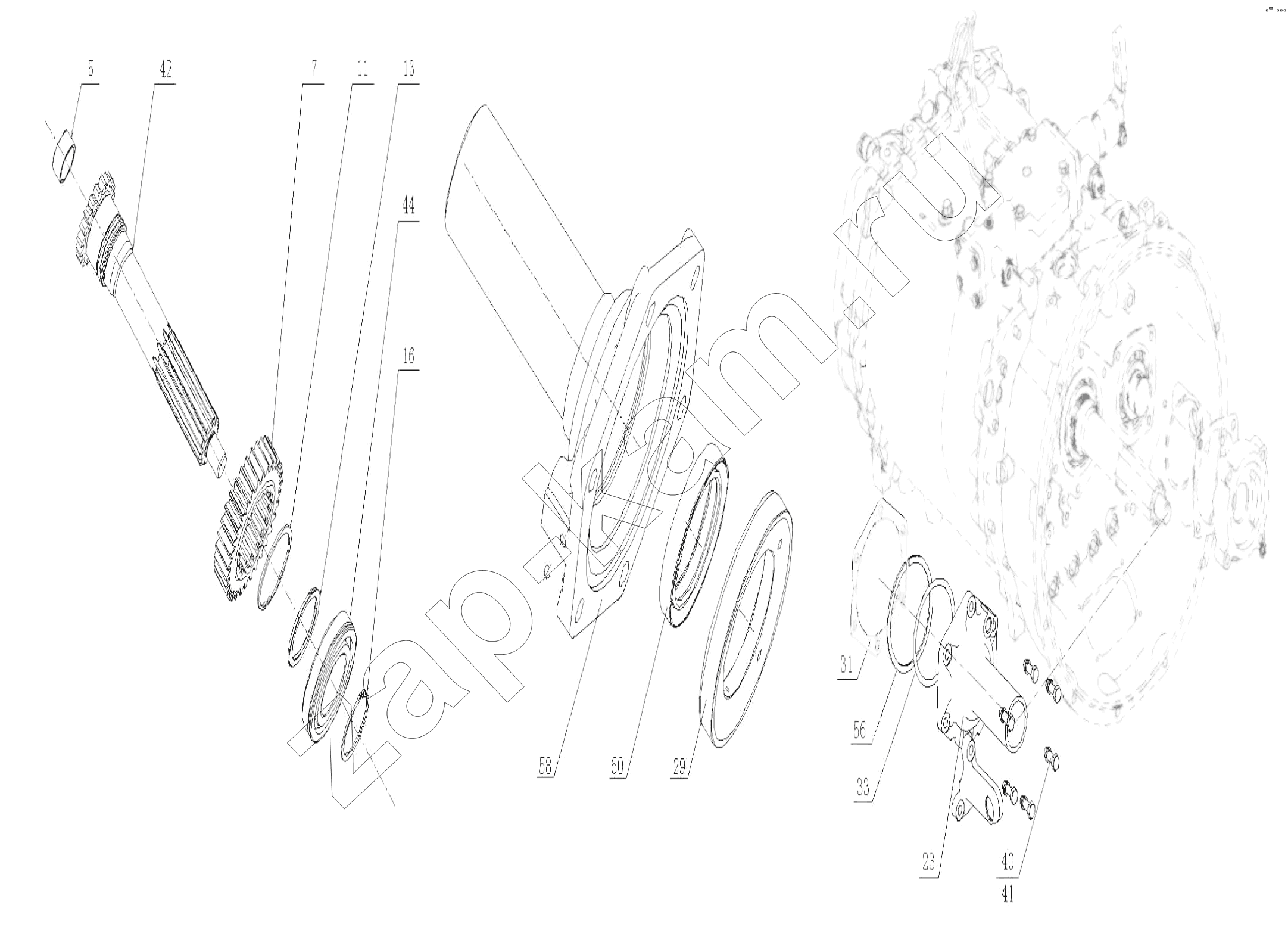 Схема/чертеж: Input Shaft and Cover / HOWO ZZ3327N3647C-N2WA