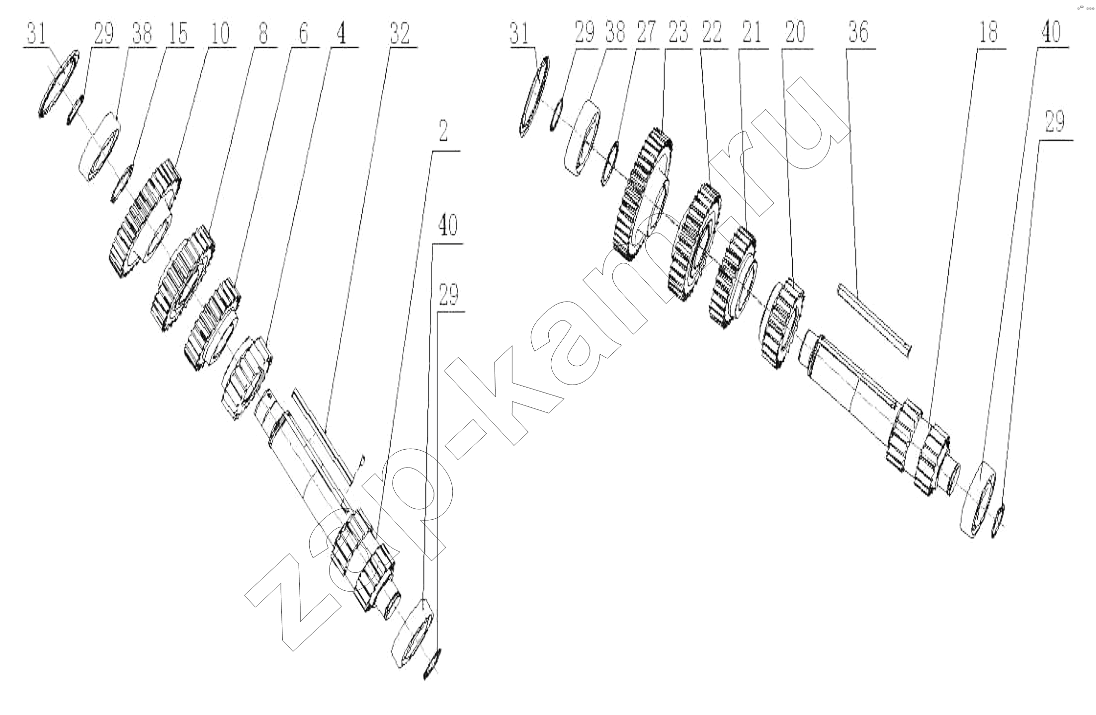 Схема/чертеж: Lay Shaft / HOWO ZZ3327N3647C-N2WA