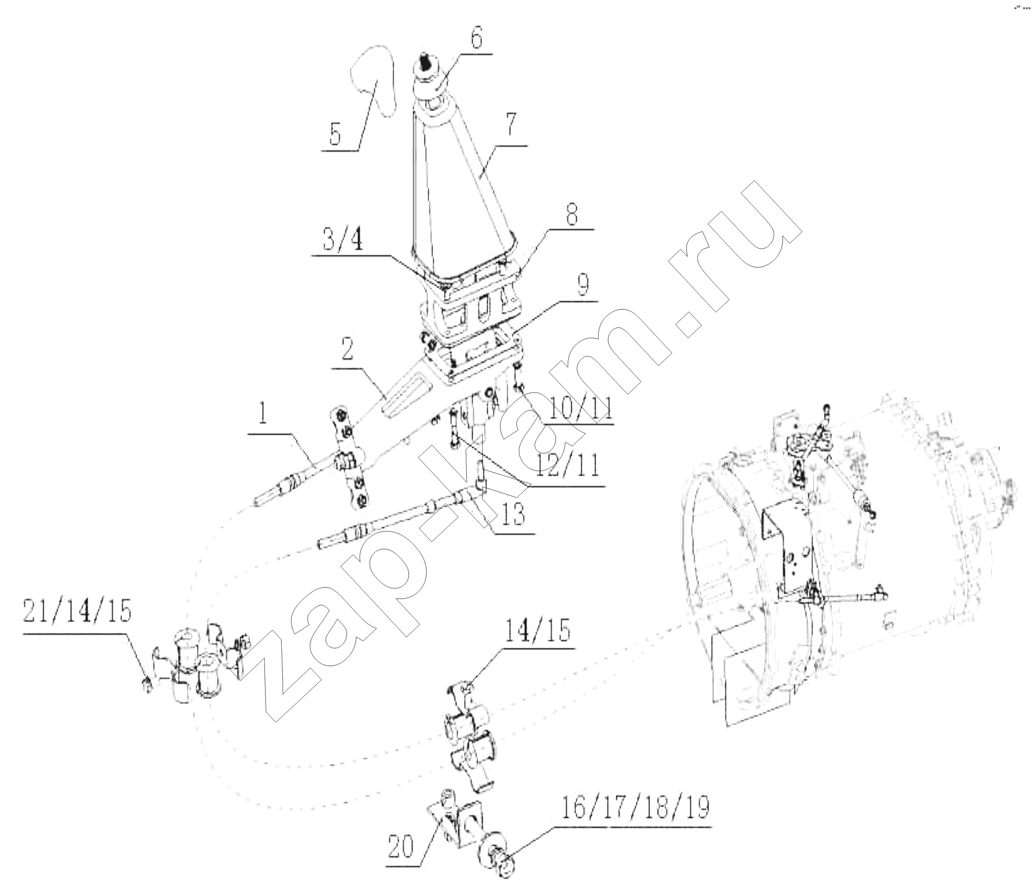 Схема/чертеж: DE-9 soft shaft controlling device / HOWO ZZ3327N3647C-N2WA