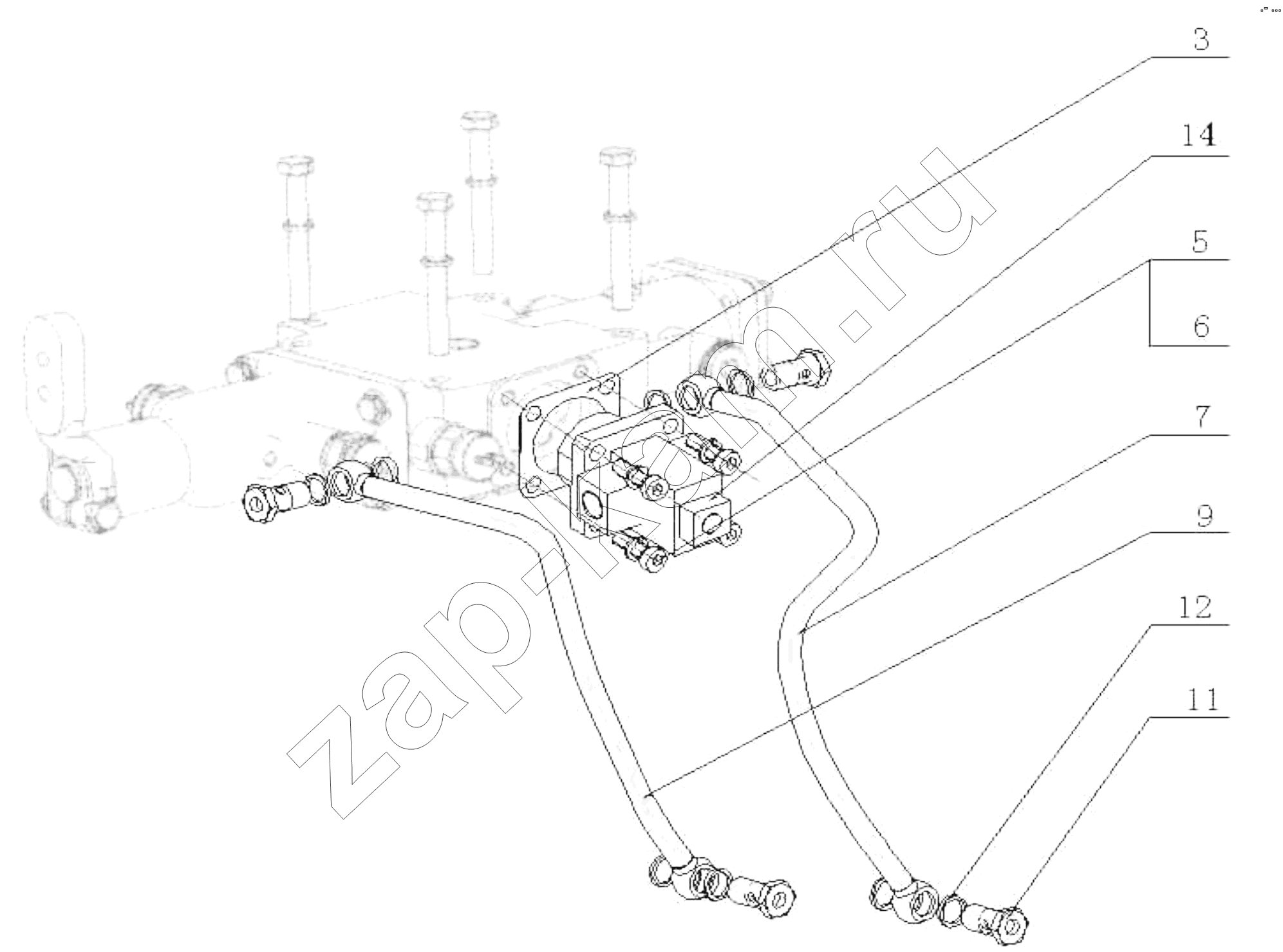 Схема/чертеж: Air Pipe and Valve / HOWO ZZ3327N3647C-N2WA