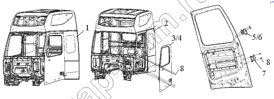 Схема/чертеж: Cab body / HOWO ZZ4257N3247N1B_A7_D12_380