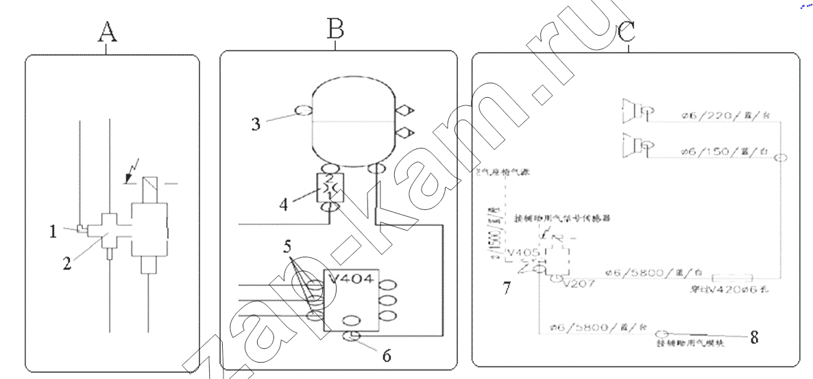 Схема/чертеж: Automobile gas device 2 / HOWO ZZ4257N3247N1B_A7_D12_380