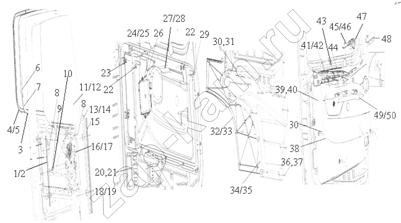Схема/чертеж: Door accessories / HOWO ZZ4257N3247N1B_A7_D12_380