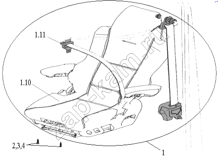 Схема/чертеж: Air suspension left seat / HOWO ZZ4257N3247N1B_A7_D12_380