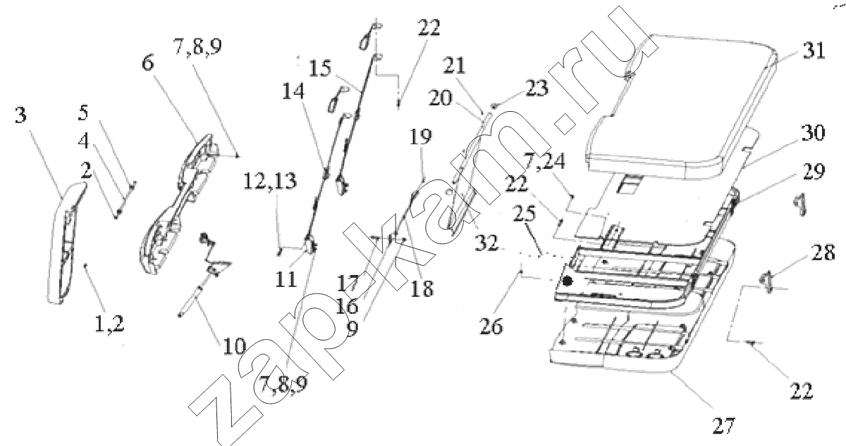 Схема/чертеж: Upper sleeper assembly / HOWO ZZ4257N3247N1B_A7_D12_380