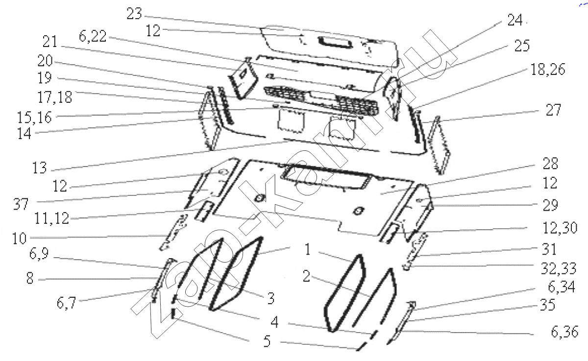 Схема/чертеж: Cab lining / HOWO ZZ4257N3247N1B_A7_D12_380