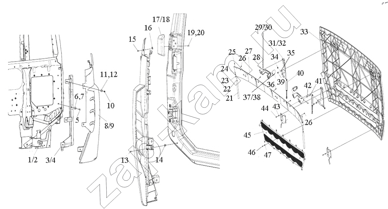 Схема/чертеж: Front cover assembly / HOWO ZZ4257N3247N1B_A7_D12_380