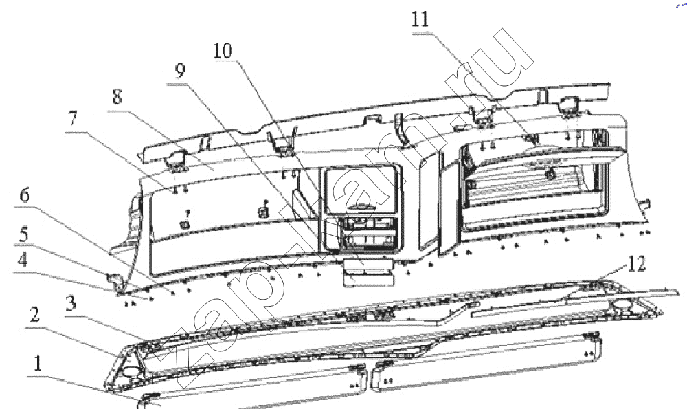 Схема/чертеж: Upper glove box / HOWO ZZ4257N3247N1B_A7_D12_380