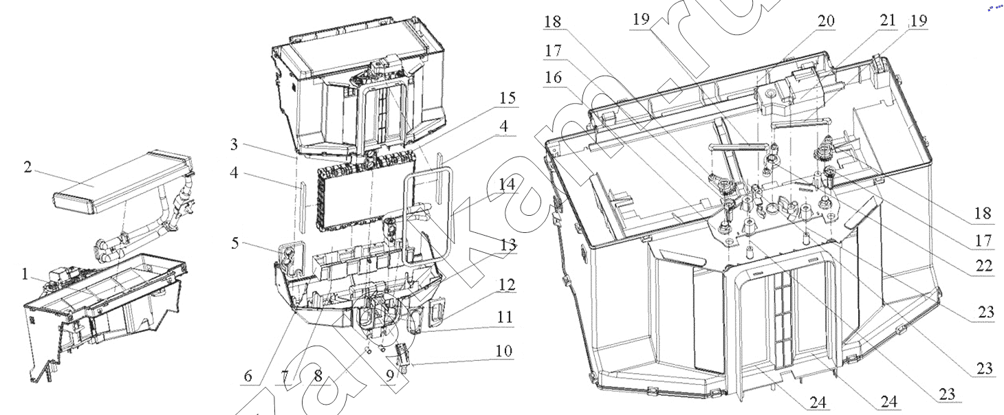 Схема/чертеж: Air conditioner assembly-1 / HOWO ZZ4257N3247N1B_A7_D12_380