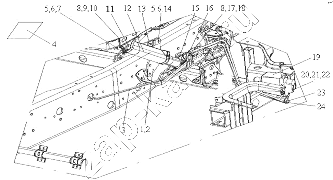 Схема/чертеж: Cab lifting device / HOWO ZZ4257N3247N1B_A7_D12_380