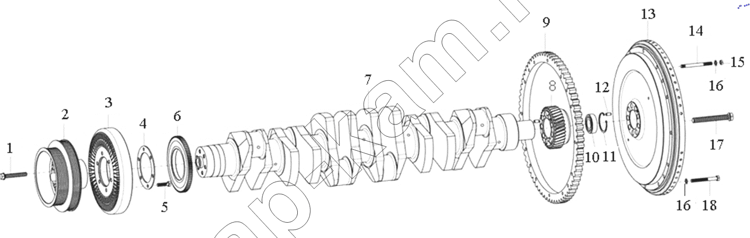 Схема/чертеж: Crankshaft assembly / HOWO ZZ4257N3247N1B_A7_D12_380