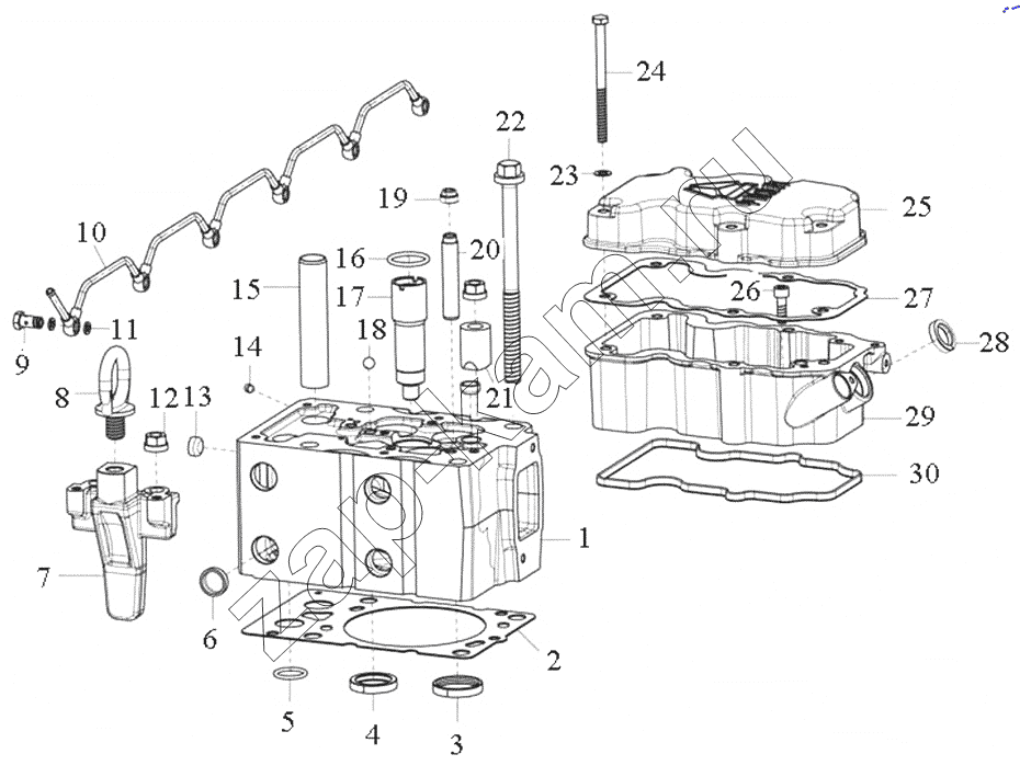 Схема/чертеж: Cylinder head assembly / HOWO ZZ4257N3247N1B_A7_D12_380