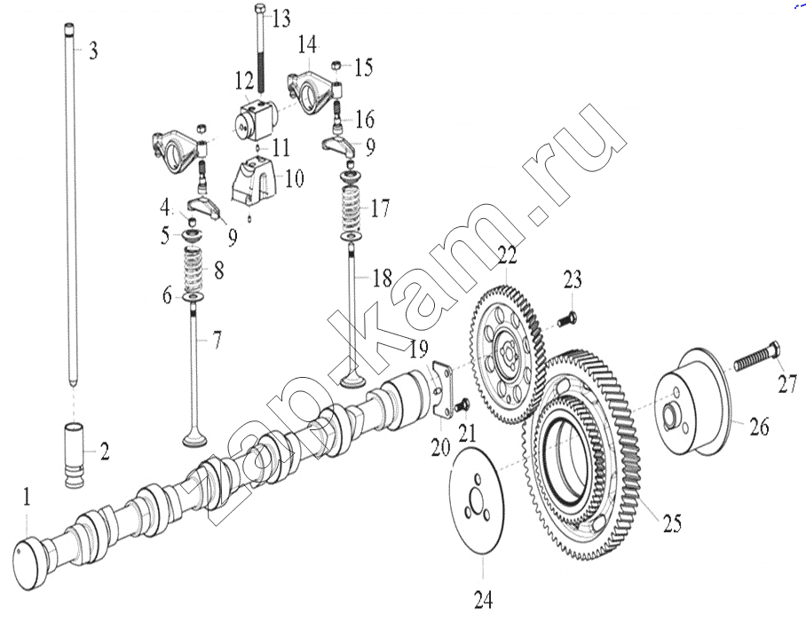 Схема/чертеж: Gas distribution mechanism / HOWO ZZ4257N3247N1B_A7_D12_380