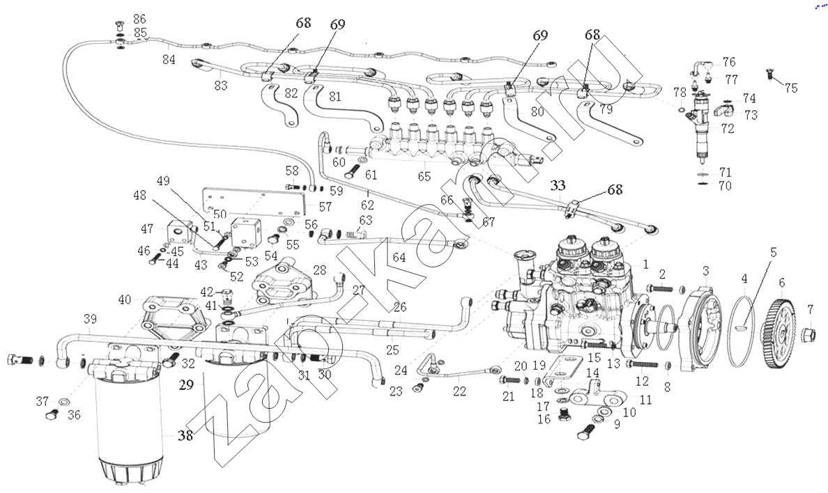 Схема/чертеж: Oil supply system / HOWO ZZ4257N3247N1B_A7_D12_380