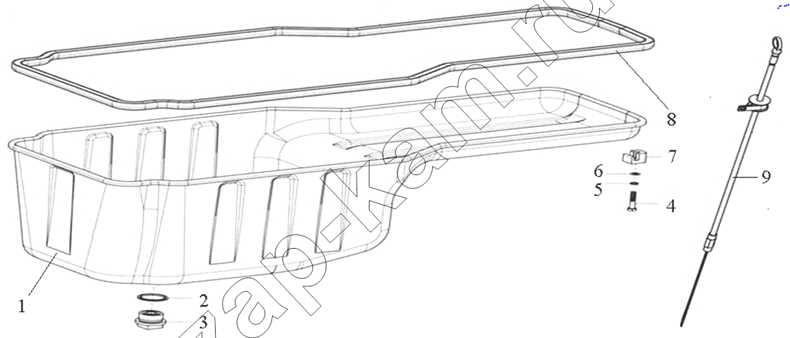 Схема/чертеж: Oil pan assembly / HOWO ZZ4257N3247N1B_A7_D12_380