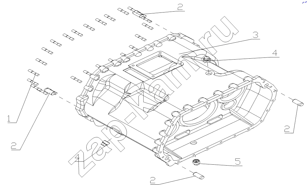 Схема/чертеж: Transmission middle shell assembly / HOWO ZZ4257N3247N1B_A7_D12_380