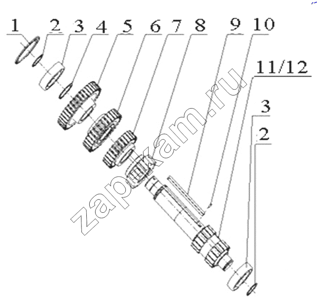 Схема/чертеж: Countershaft assembly / HOWO ZZ4257N3247N1B_A7_D12_380