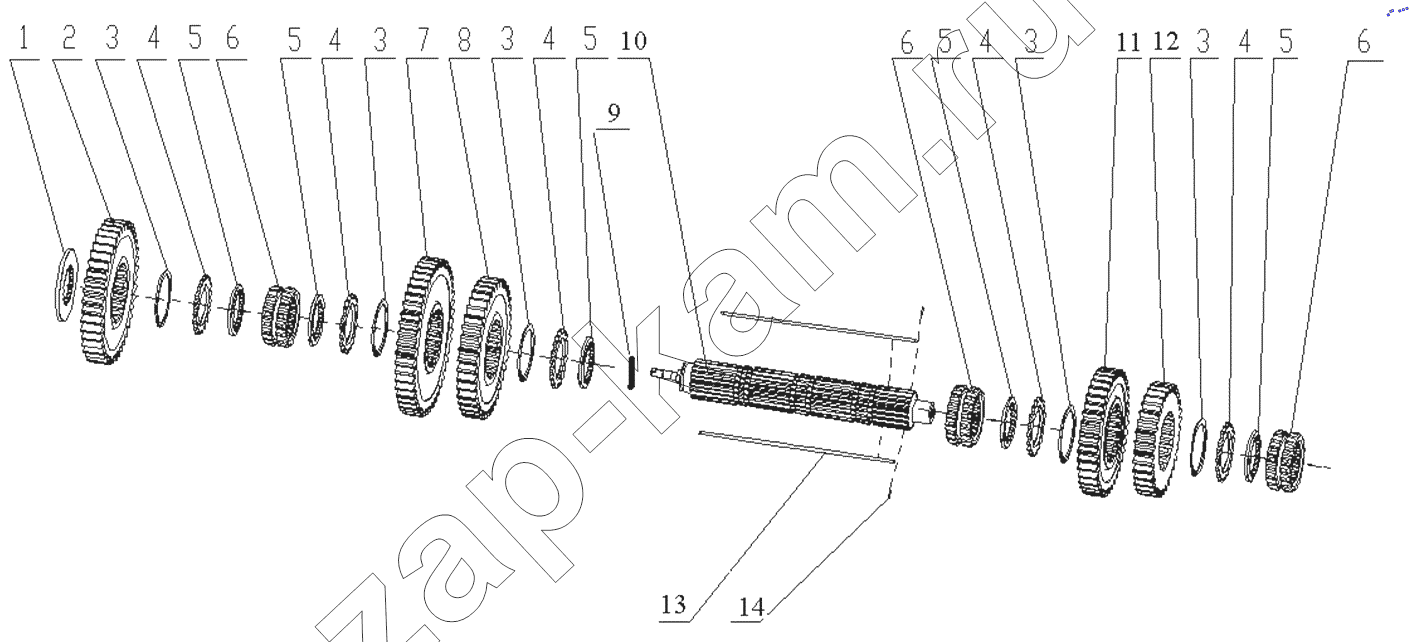 Схема/чертеж: Spindle assembly / HOWO ZZ4257N3247N1B_A7_D12_380